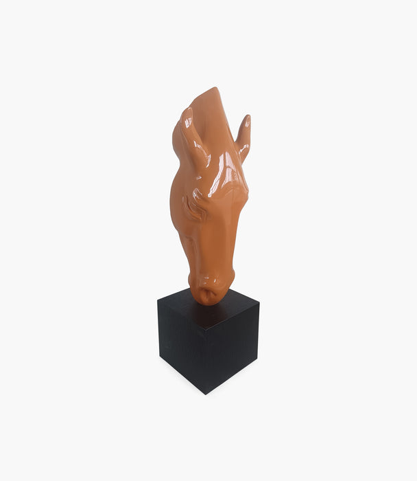 Horse Small Orange Sculpture Polyresin 67Ã—18 Cm