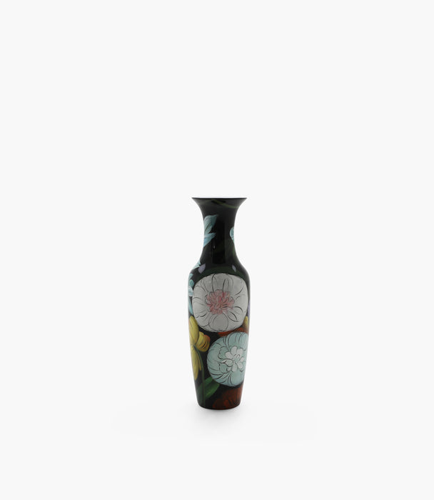 Amazonia Porcelain Black Floral Tall Vase D27xH82Cm