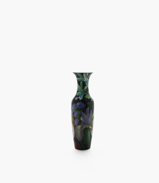 Amazonia Porcelain Black Floral Tall Vase D27xH82Cm