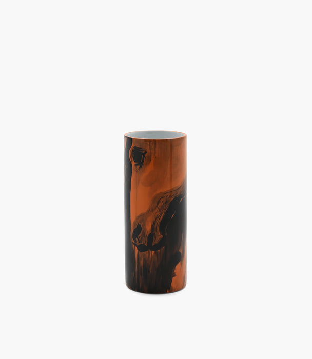 Horse Porcelain Orange Cylinder Vase 41x16 Cm