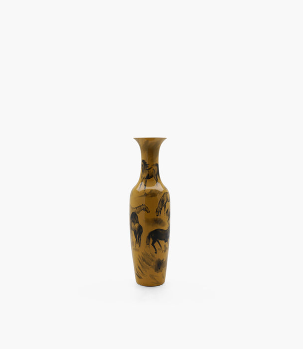 Horse Porcelain Yellow Vase 161x45 Cm