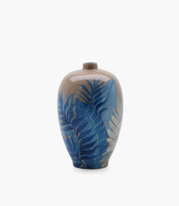 مزهرية أمازونيا بورسلين زرقاء وبيج - 58×35 سم