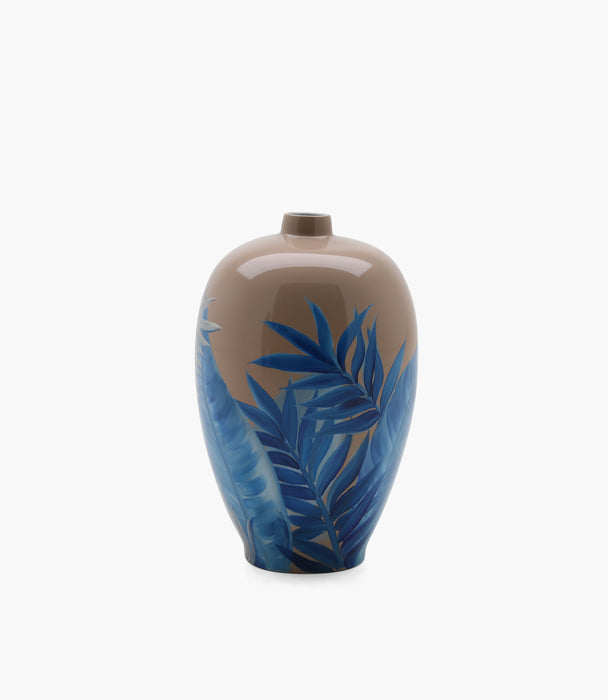 مزهرية أمازونيا بورسلين زرقاء وبيج - 58×35 سم