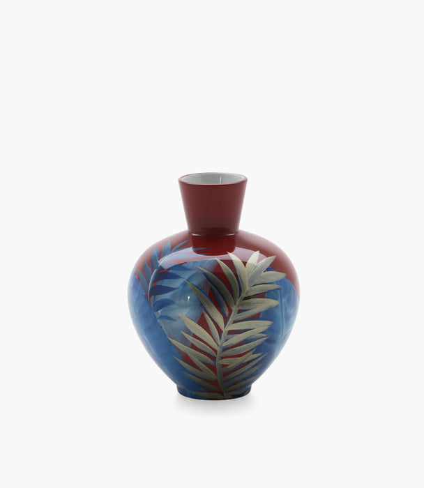 مزهرية أمازونيا بورسلين بنفسجية وخضراء - 24.5×19 سم