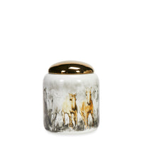 Big Horse Porcelain Grey & Yellow Container 25×21.5 Cm