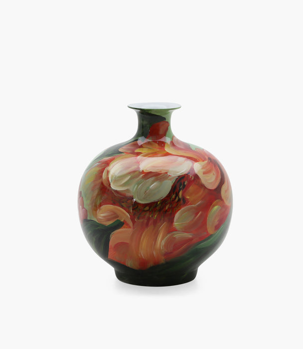 Amazonia Red Floral Round Vase Porcelain D39xH42.5Cm