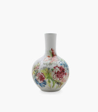 Amazonia White Floral Round Vase Glass D35xh52Cm