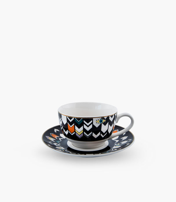 Matteo Tea Cup & Saucer set of 6 pieces- Multicolour