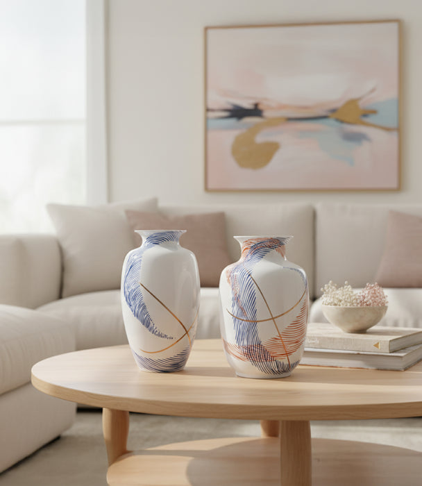 مزهرية شرق خزف صيني ملونة - 32 سم