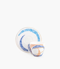 طقم فناجين شرق خزف صيني مع صحون - عدد 6