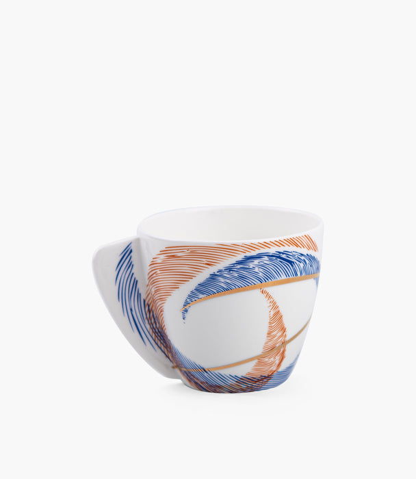 طقم فناجين شرق خزف صيني مع صحون - عدد 6