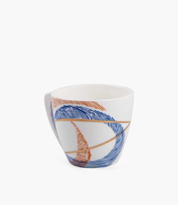 طقم فناجين شرق خزف صيني مع صحون - عدد 6