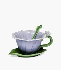 Porcelain Dahlia Floral cup & saucer w/spoon H 7.0CM - Roomours