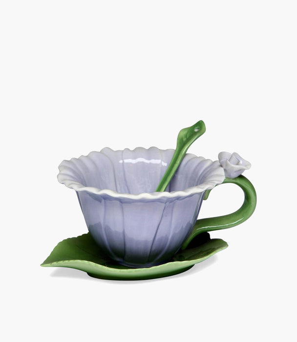 Porcelain Dahlia Floral cup & saucer w/spoon H 7.0CM - Roomours