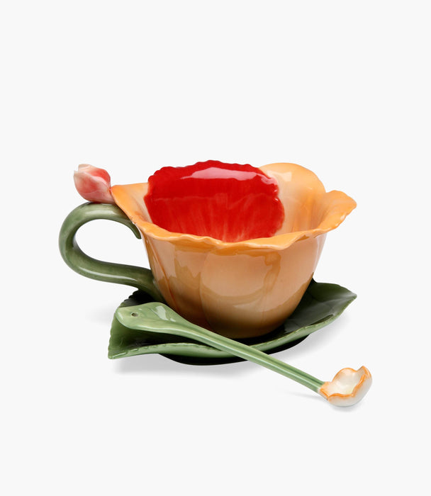 Porcelain Orchid cup & saucer w/spoonH 7.0CM - Roomours