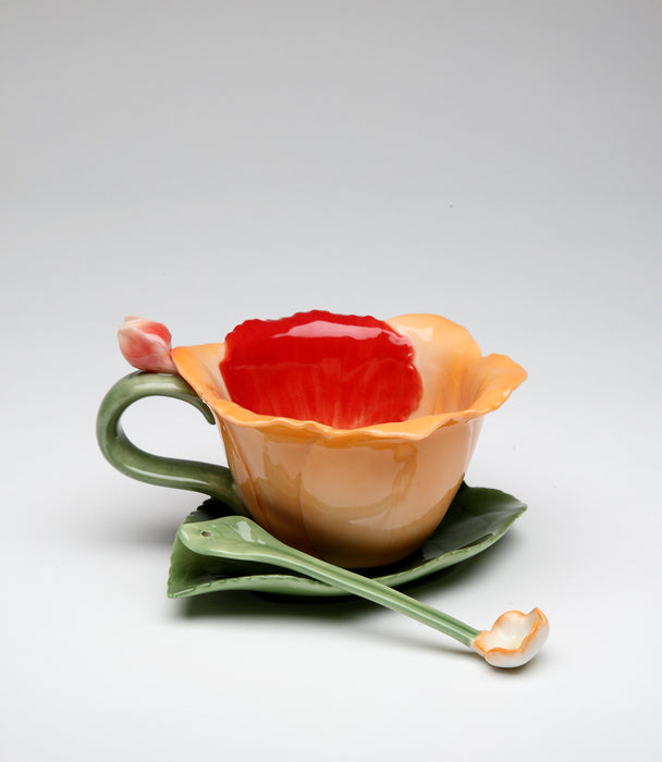 Orchid Porcelain cup & saucer w/spoonH 7.0CM