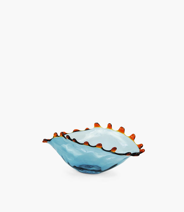 وعاء ديكور داليان زجاج أزرق داكن - 42.5x28x18.5 سم