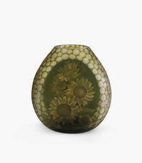 Sunflower Art Glass Vase In Green Size 23.5X14X25Cm