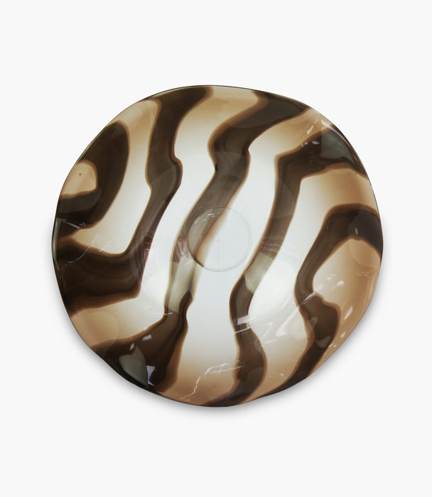 Art Glass Plate In Brown Size 42x42x8Cm
