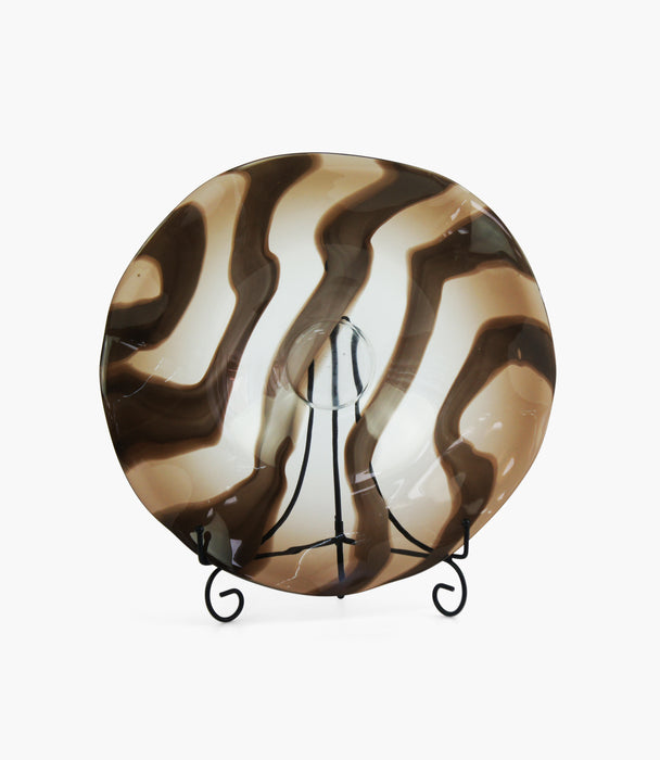 Art Glass Plate In Brown Size 42x42x8Cm