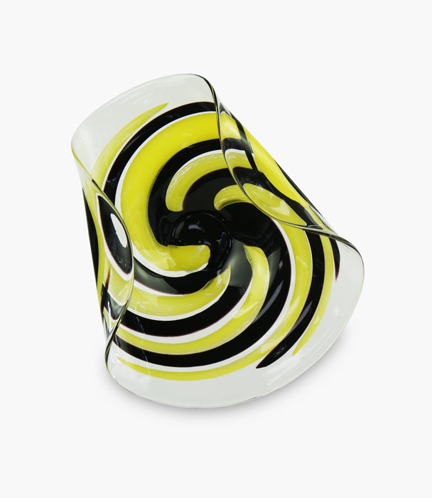 Art Glass Yellow/ Black Plate 51x41x14.5Cm