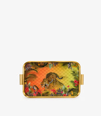 Leopard Gold Aluminum Frame Tray 54.5*34*4Cm