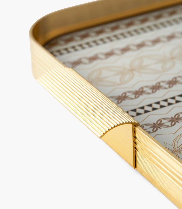 Marayah Pearl Aluminum Frame Tray 54.5*34*4Cm