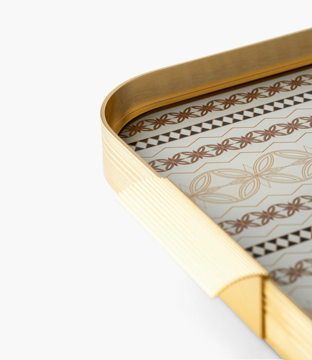 Marayah Pearl Aluminum Frame Tray 54.5*34*4Cm