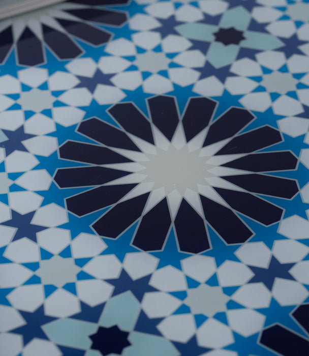 Naqsh Blue Aluminum Frame Tray 54.5*34*4Cm