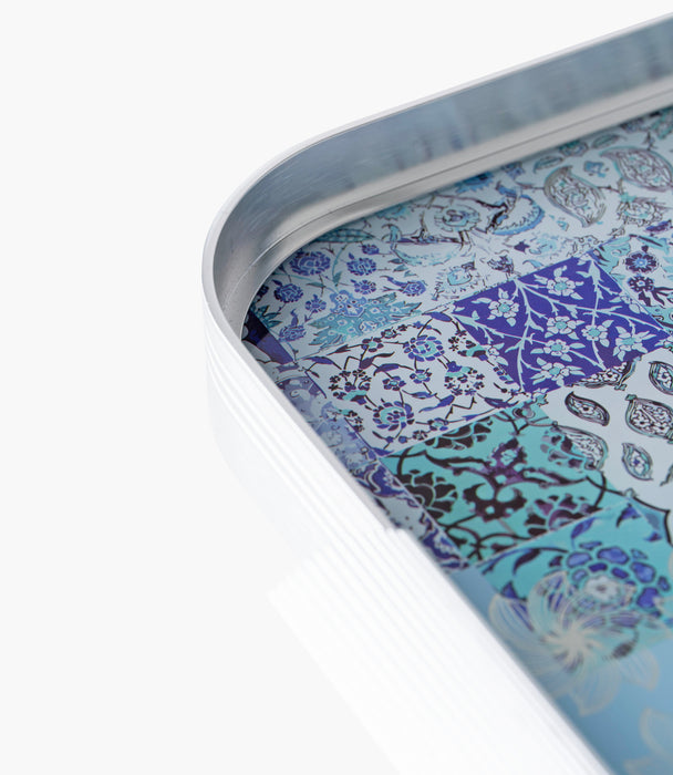 Blue Tiles Aluminum Frame Tray 54.5*34*4Cm