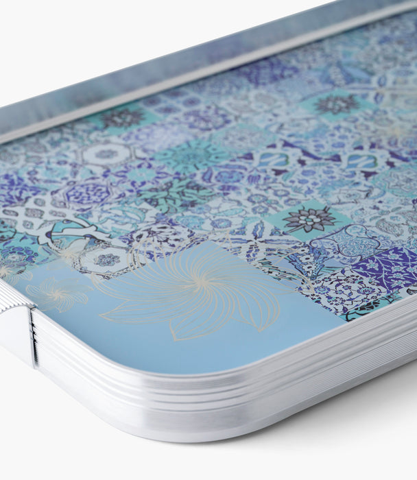 Blue Tiles Aluminum Frame Tray 54.5*34*4Cm
