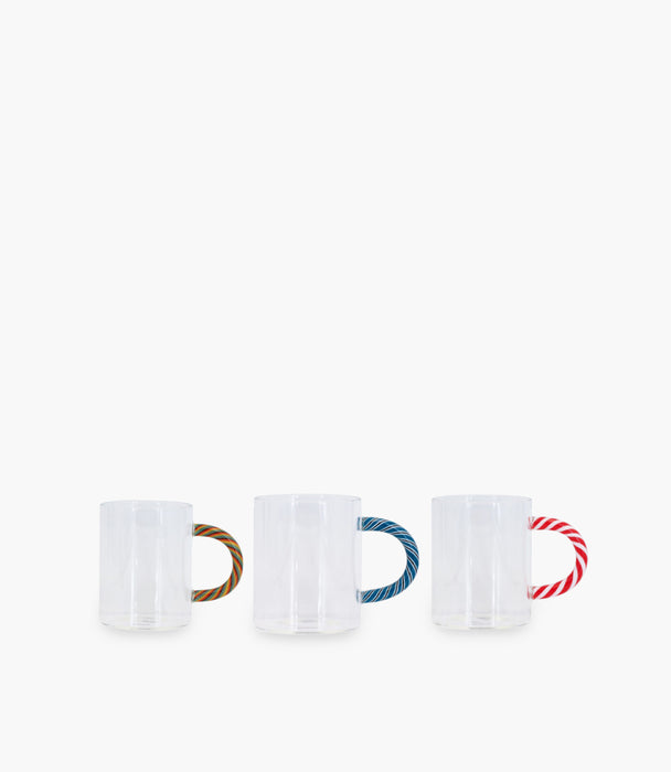 Rainbow Glass Cup With Handle S/6