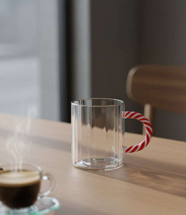 Rainbow Glass Cup With Handle S/6