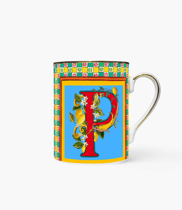 Ortgia Mug Porcelain Letter P Ø8.5 H.10,5cm