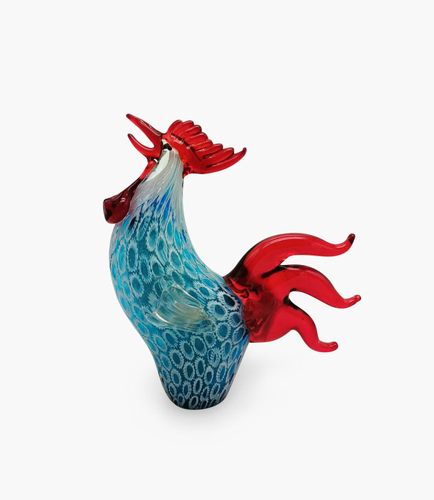 Animal Glass Rooster Rings/Bubbles 24x12x26cm