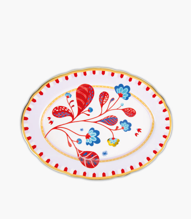 Mamma Mia Flower Oval Plate - Porcelain 34x25cm