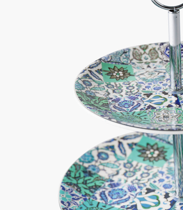 Blue Tiles 2 Tier Cake Stand