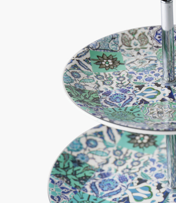 Blue Tiles 2 Tier Cake Stand