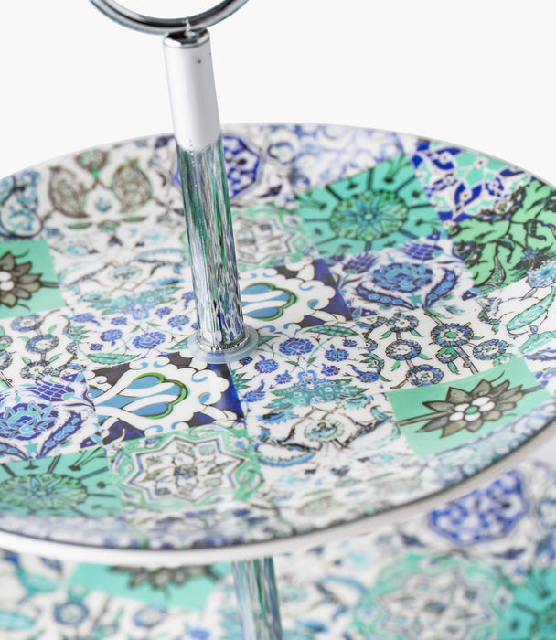 Blue Tiles 2 Tier Cake Stand