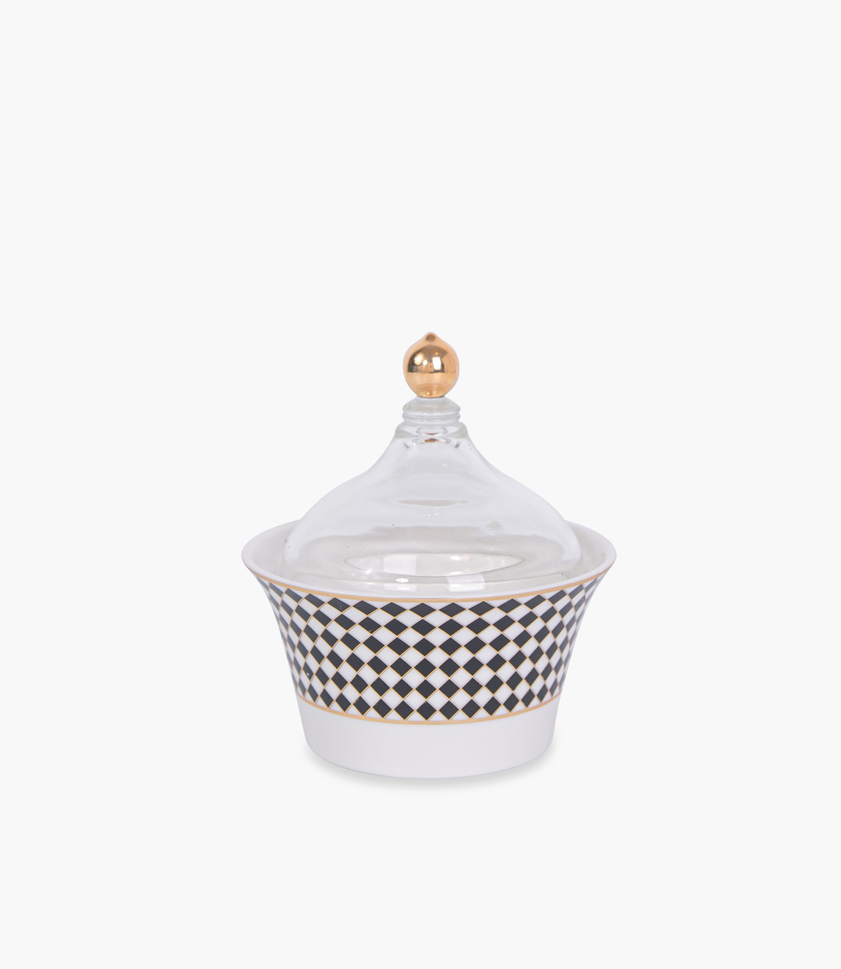 Circus Black & White/Gold Dates Bowl w/ Lid