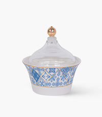 Blue Gold Dates Bowl w/ Lid