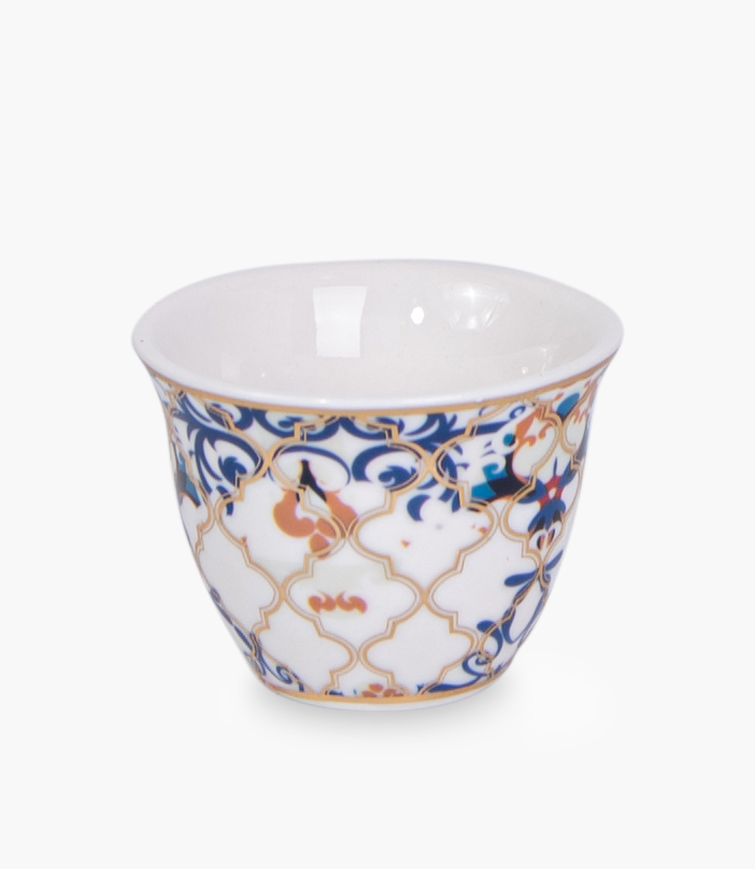 Blue Flower Gold Porcelain Gawa Cup S/6