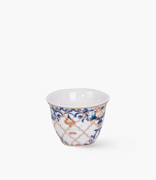 Blue Flower Gold Porcelain Gawa Cup S/6