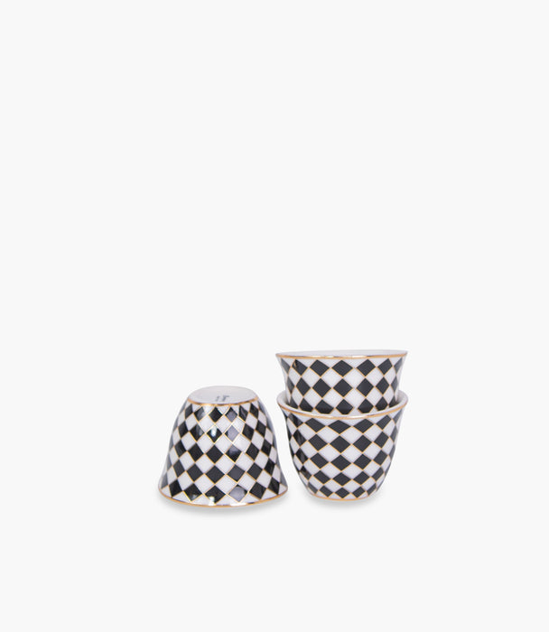 Circus Black & White/Gold Porcelain Gawa Cup S/6