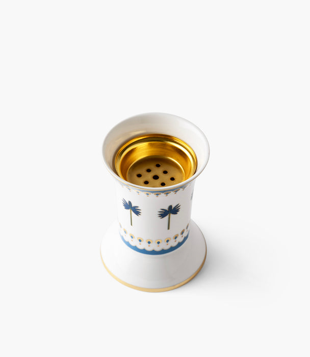 مبخرة بالمارا بورسلين برسوم نخيل زرقاء وذهبية