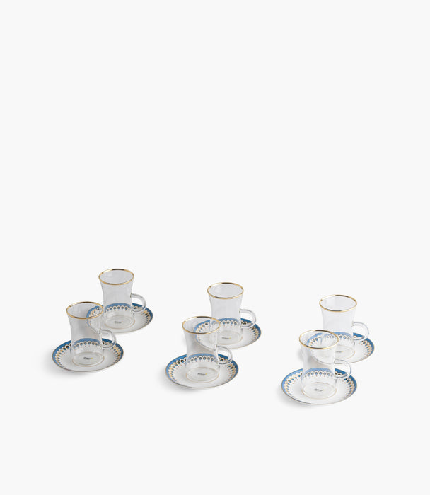 Palmara Plain Glass Teacup with Golden Line w/ Porcelain Sau