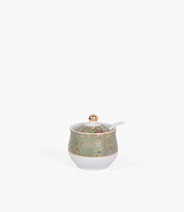 Andalusia Oro Covered Porcelain Sugar Bowl w/ Spoon