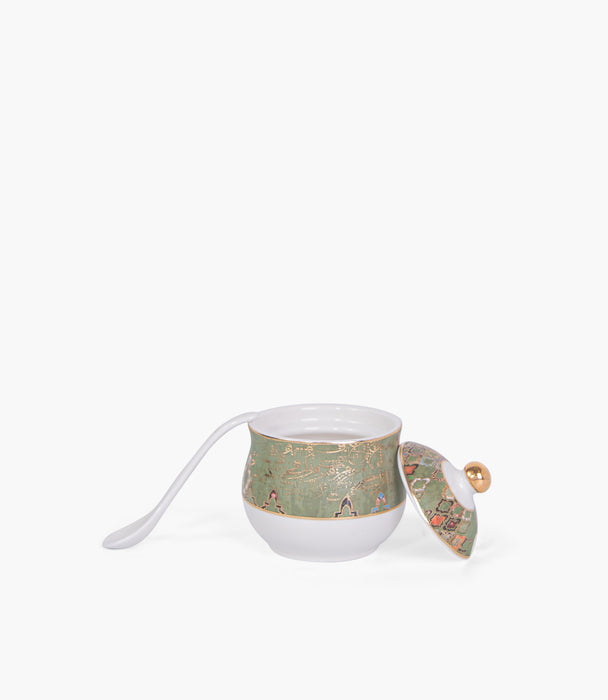 Andalusia Oro Covered Porcelain Sugar Bowl w/ Spoon