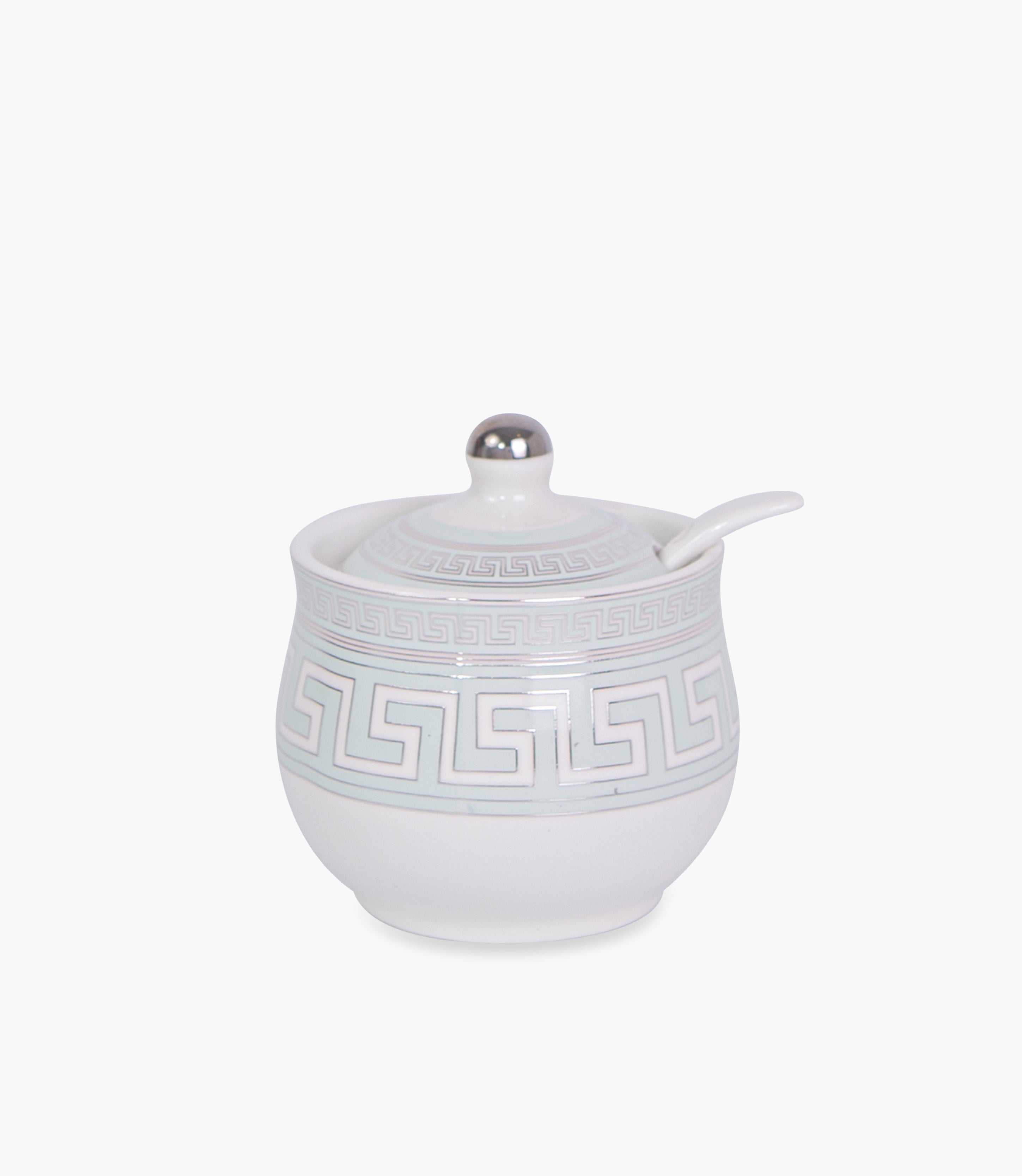 Zawaya Covered Porcelain Sugar Bowl w/ Spoon