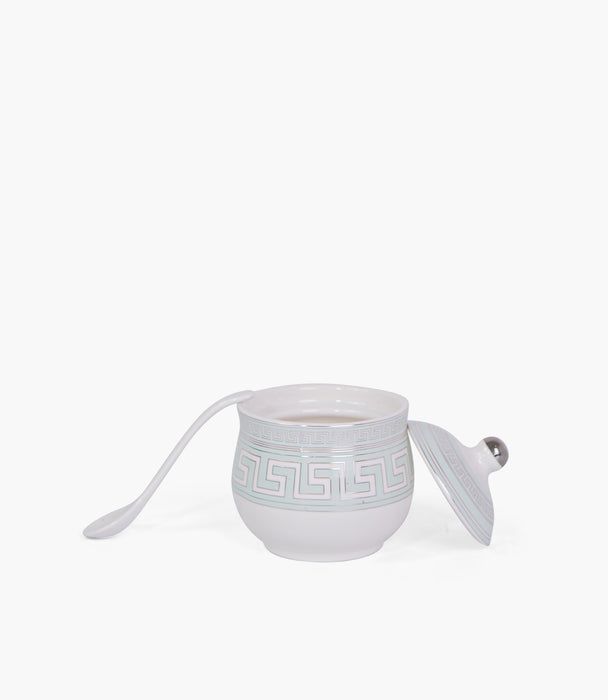 Zawaya Covered Porcelain Sugar Bowl w/ Spoon